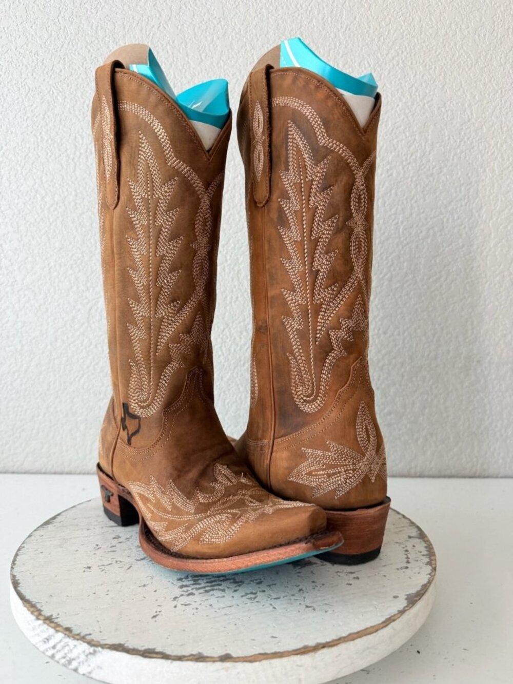 Lane LEXINGTON Brown Cowboy Boots Womens 6.5 Western Cowgirl Mid Calf Snip Toe